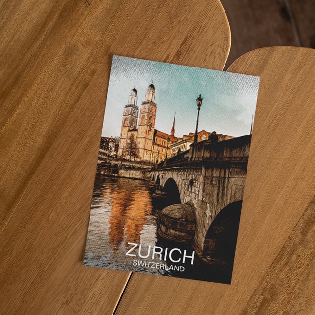 Vacker Zürich Schweiz City View Vykort (stylish zurich switzerland postcard)