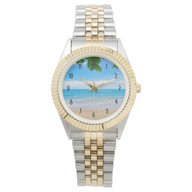 Vackerbar blå Tropical Beach Armbandsur (Framsida)