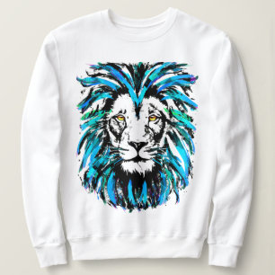 Vackerblått Lejona Ansikte - Vit Lejon sötskjorta T Shirt