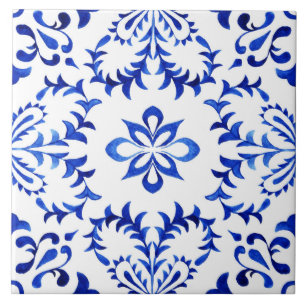 Vackerlig blå och vit Azelujo Ceramic Tile. Kakelplatta