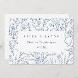 Vackerlig blå och vit Blommigt Bröllop Tack Kort