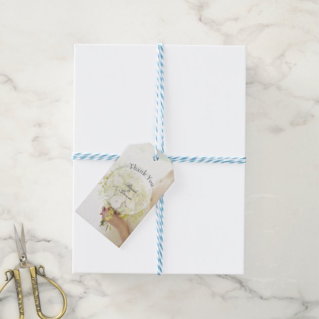 Vackerlig blombuquet bröllop redigerbar presentetikett (Med Snöre)