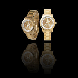 Vackerlig Blommigt Löv Art Träd Guld Armbandsur