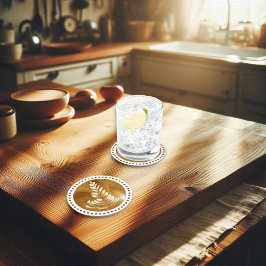 Vackerlig Blommigt Löv Art Träd Underlägg Papper Rund