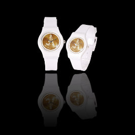 Vackerlig Blommigt Löv Art Träd White Armbandsur