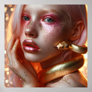 Vackerlig guldorm med flicka poster