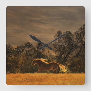 Vackerlig häst Lover Wall Clock Fyrkantig Klocka