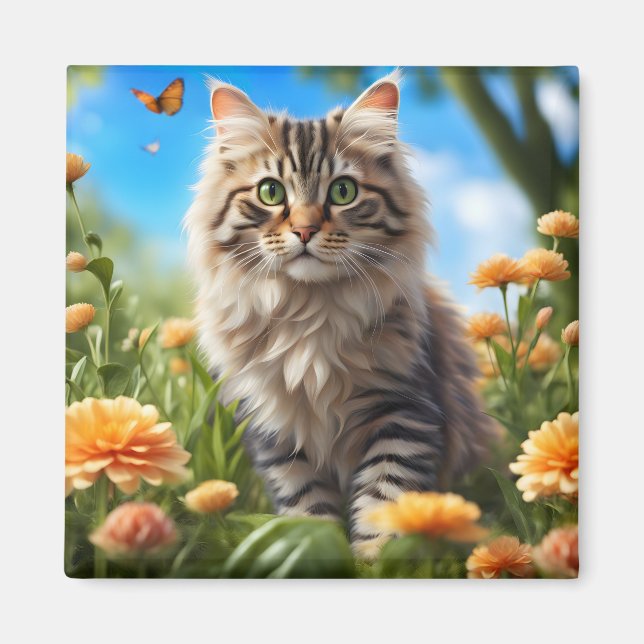 Vackerlig katt, vacker trädgård magnet (Framsidan)