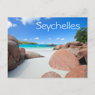 Vackerlig kusten i Seychellerna Vykort