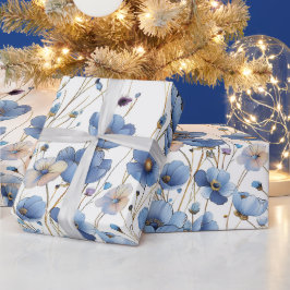 Vackerlig, liten, blåvitblomma presentpapper