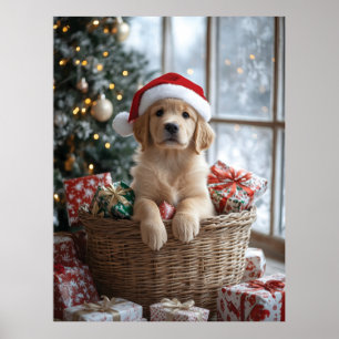 Vackerlig marionett med Santa Hat i Basket Poster