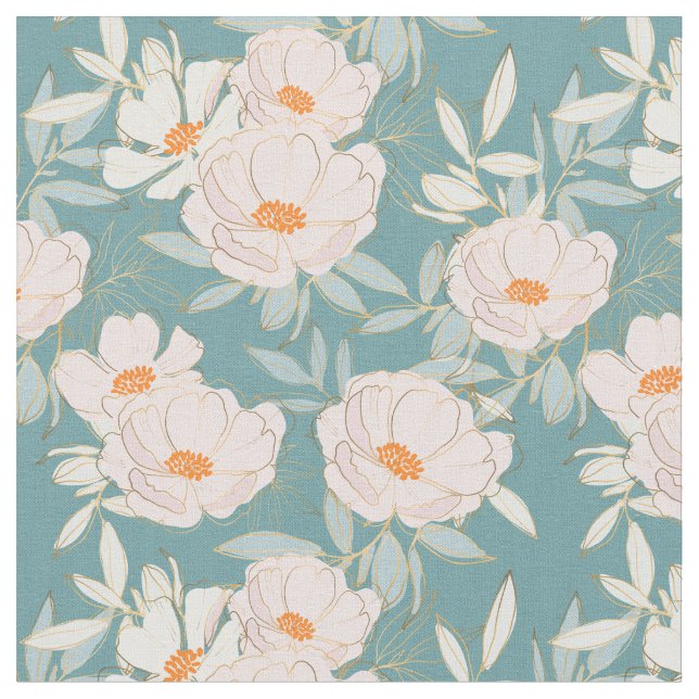 Vackerlig modern blommigt trädgårdsblått och rosa tyg (Närbild)