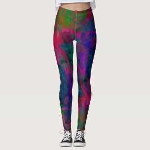 Vackerlig modern med fluorescerande löv-motiv leggings