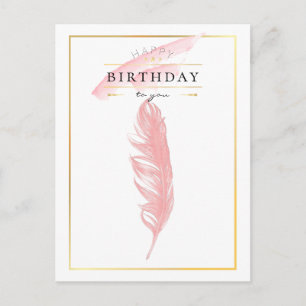 Vackerlig Pencil Teckning Rosa Feather Birthday Vykort