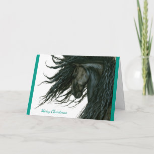 Vackerlig säsong Hälsning Friesian Horse by Bihrle Helgkort