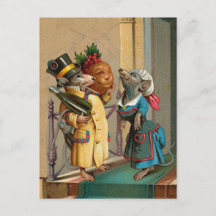 Vackerlig Vintage jul Mice Mouse Vykort