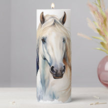 Vackerlig vit häst Pillar Candle