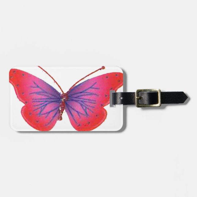 Vackerröd rosa- och lila-fjäril bagagebricka (Horisontell Framsida)