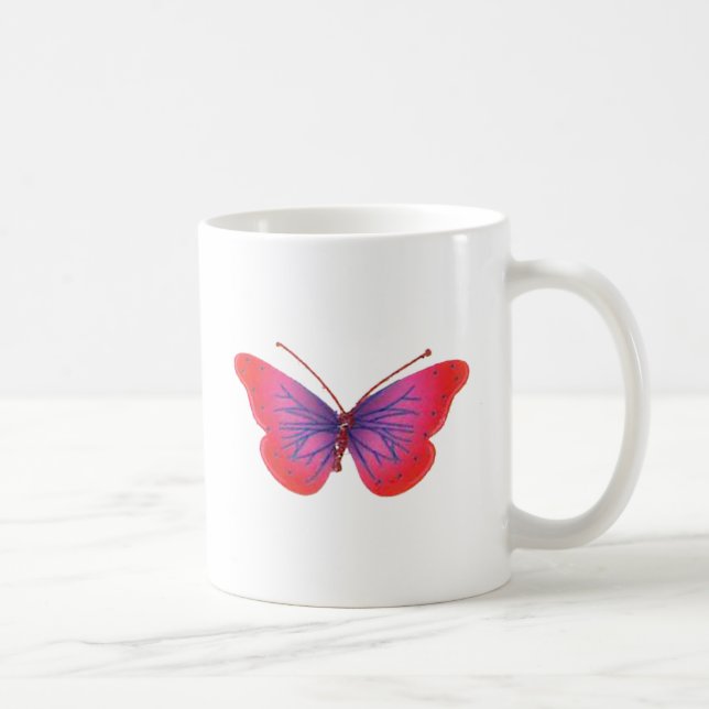 Vackerröd rosa- och lila-fjäril kaffemugg (Höger)