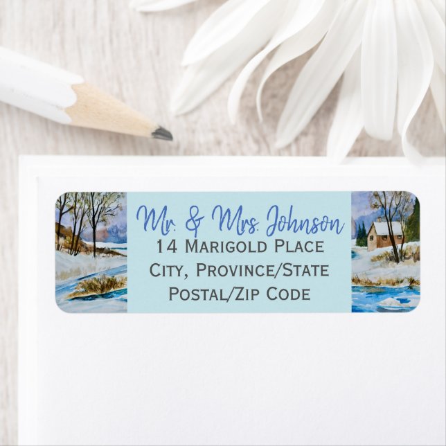 Vackersidesetikett för Vinter Returadress Etikett (Insitu)