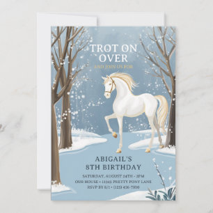 Vackerskogen Snowy White Horse Birthday Inbjudningar