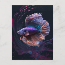 Vackert Abstrakt Lila Betta Fish Postcard