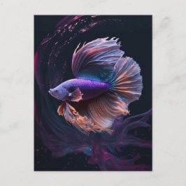 Vackert Abstrakt Lila Betta Fish Postcard Vykort