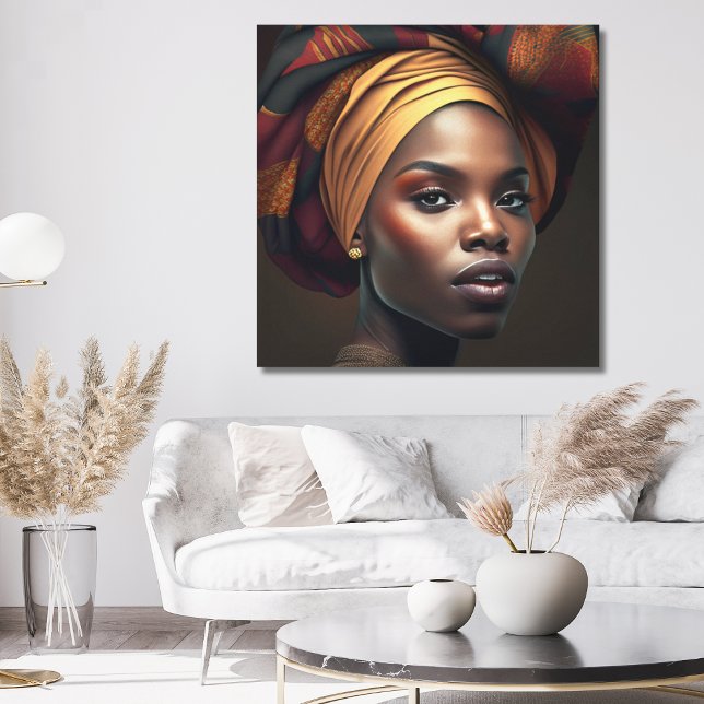 Vackert afrikanskt Woman Ornate Head Wrap Canvastryck (Skapare uppladdad)