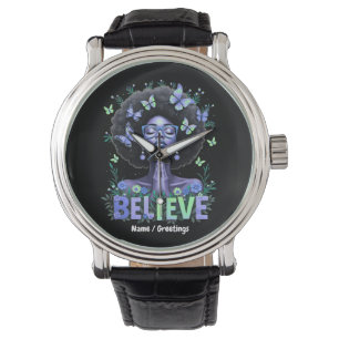 Vackert Afro Woman Black Queen Praying-pris Armbandsur