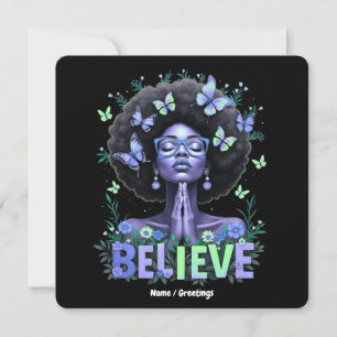 Vackert Afro Woman Black Queen Praying-pris Inbjudningar