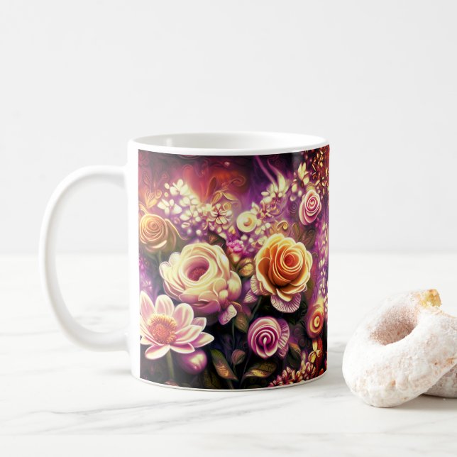 Vackert akrylblomma Mönster-kaffe Mugg (Med munk)