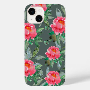 Vackert akvarell rosa peonier blommönster 