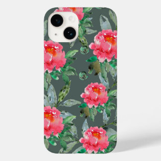 Vackert akvarell rosa peonier blommönster 