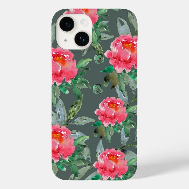Vackert akvarell rosa peonier blommönster  (Baksida)