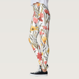Vackert akvarellblommönster Botanisk blom- Leggings