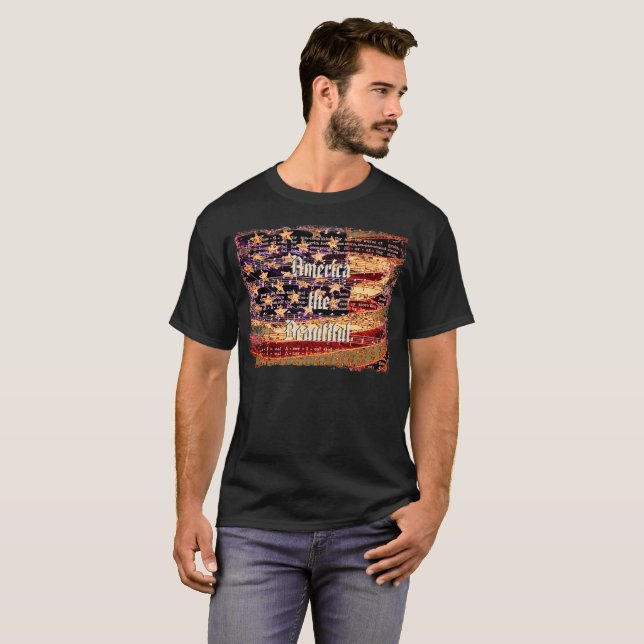 Vackert Amerika,Svart, Patriotic Manar-Shirt T Shirt (Hel framsida)
