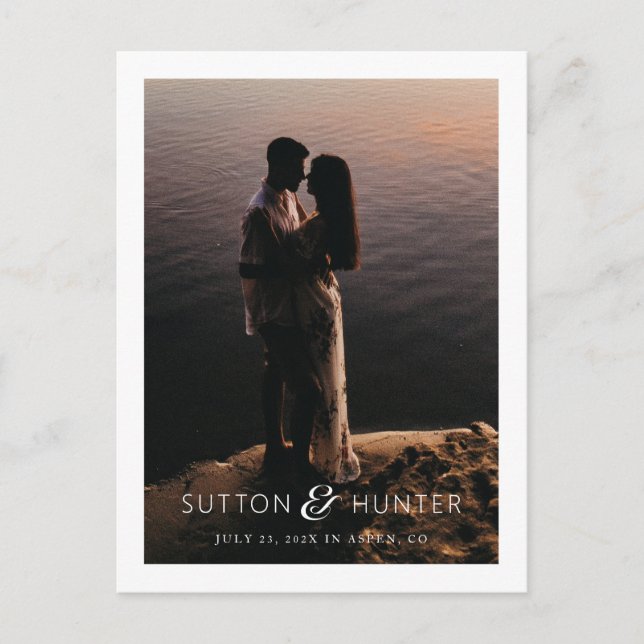 Vackert Ampersand Modern Photo Save Date Vykort (Framsida)