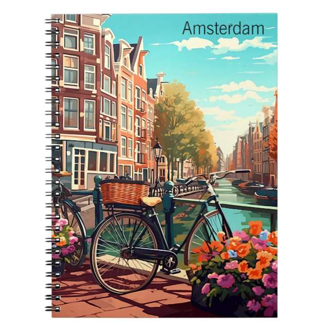 Vackert Amsterdam Nederländerna Canal City Anteckningsbok (Framsidan)