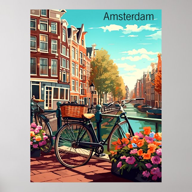 Vackert Amsterdam Nederländerna Canal City Poster (Framsidan)