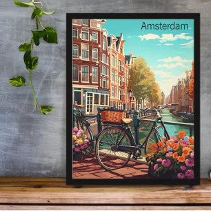 Vackert Amsterdam Nederländerna Canal City Poster