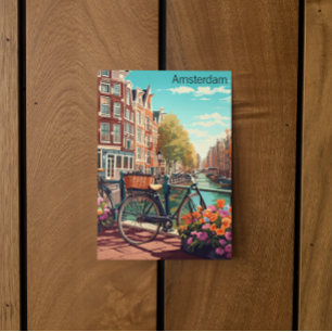 Vackert Amsterdam Nederländerna Canal City Vykort