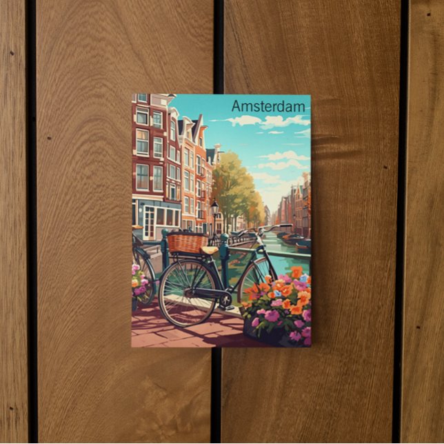 Vackert Amsterdam Nederländerna Canal City Vykort (amsterdam holland canal view postcard)