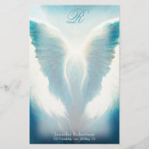 Vackert Angel Vingar Monogram Stationery