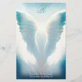 Vackert Angel Vingar Monogram Stationery Brevpapper