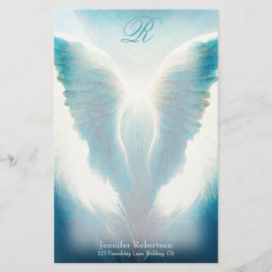 Vackert Angel Vingar Monogram Stationery Brevpapper