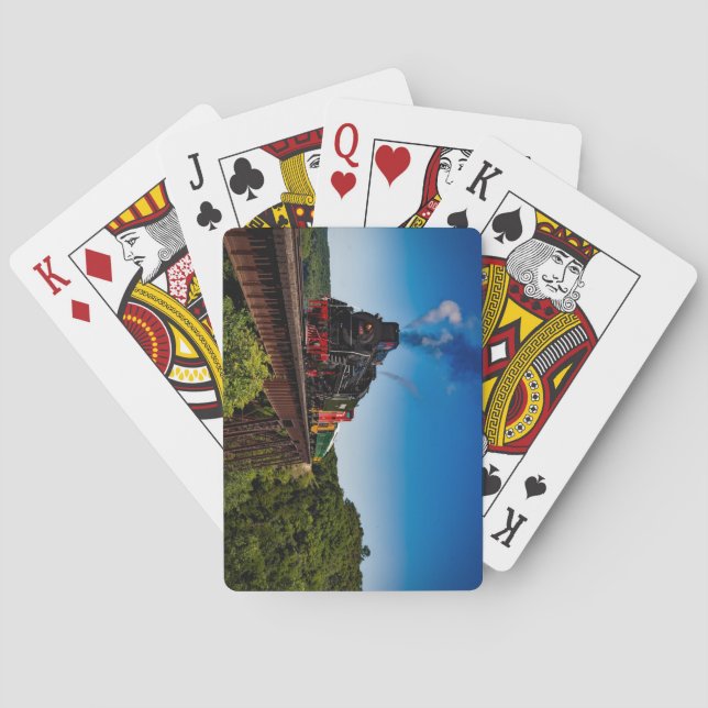 Vackert ånglok över en Bridge JS8419 Casinokort (Baksidan)