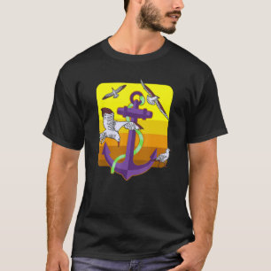 Vackert ankare med kuster och fiskmåsar och t shirt
