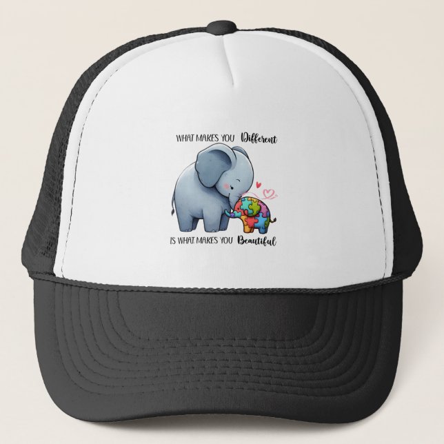 "Vackert annorlunda – Autism Elefant Hatt" Keps (Framsida)