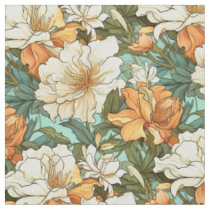 Vackert Art nouveau Blommönster Tyg