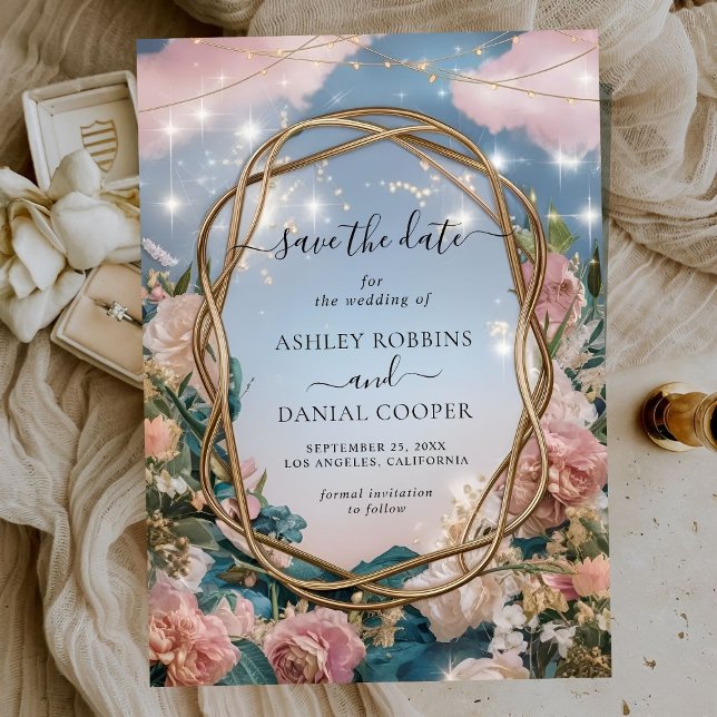 Vackert Art nouveau-temat Spara datum Inbjudningar (Skapare uppladdad)